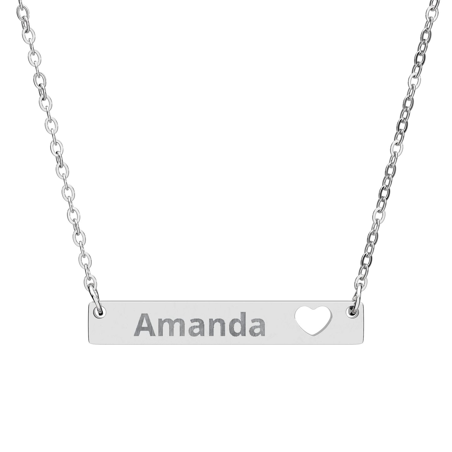 Personalized Cutout Heart Bar Necklace
