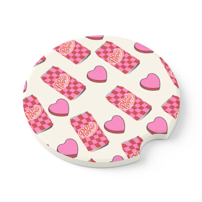 Pink Heart Soda Car Coaster