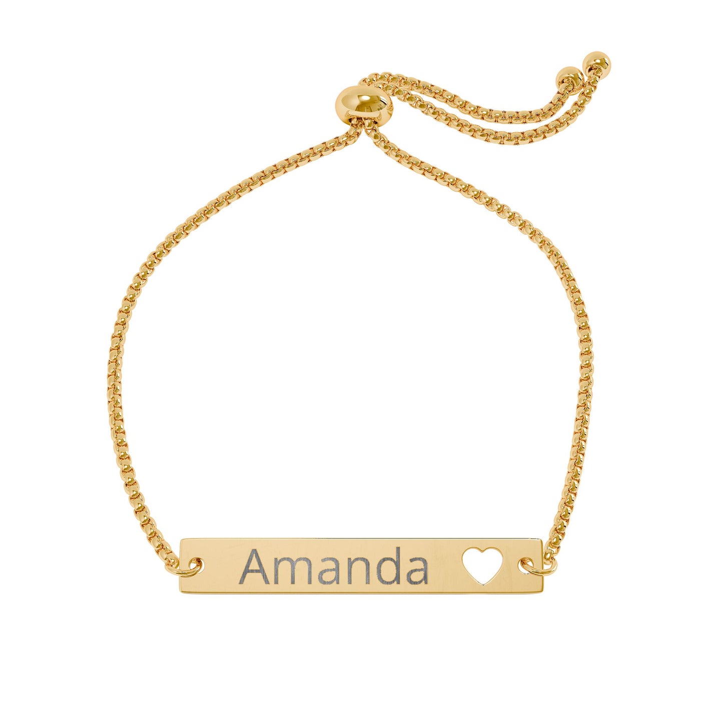 Personalized Heart Cutout Bar Bracelet