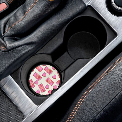 Pink Heart Soda Car Coaster