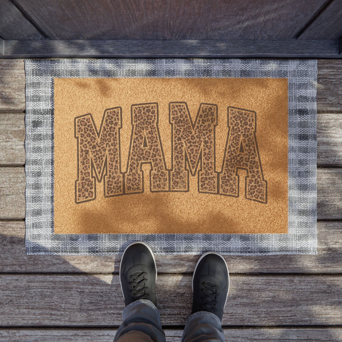 Mama Doormat — Leopard Print 'MAMA' Coir Welcome Mat