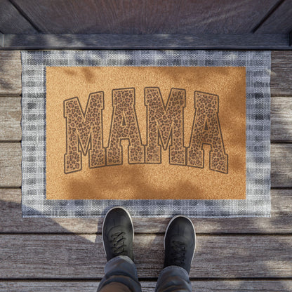 Mama Doormat — Leopard Print 'MAMA' Coir Welcome Mat