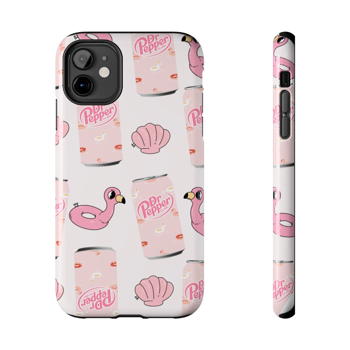 Pink Soda Can, Flamingo Float & Shell Phone Case