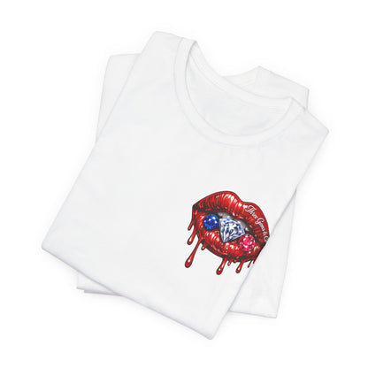 Dripping USA Lips Tee — “May the Booty Get Fatter” Graphic T-Shirt