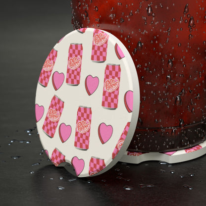 Pink Heart Soda Car Coaster