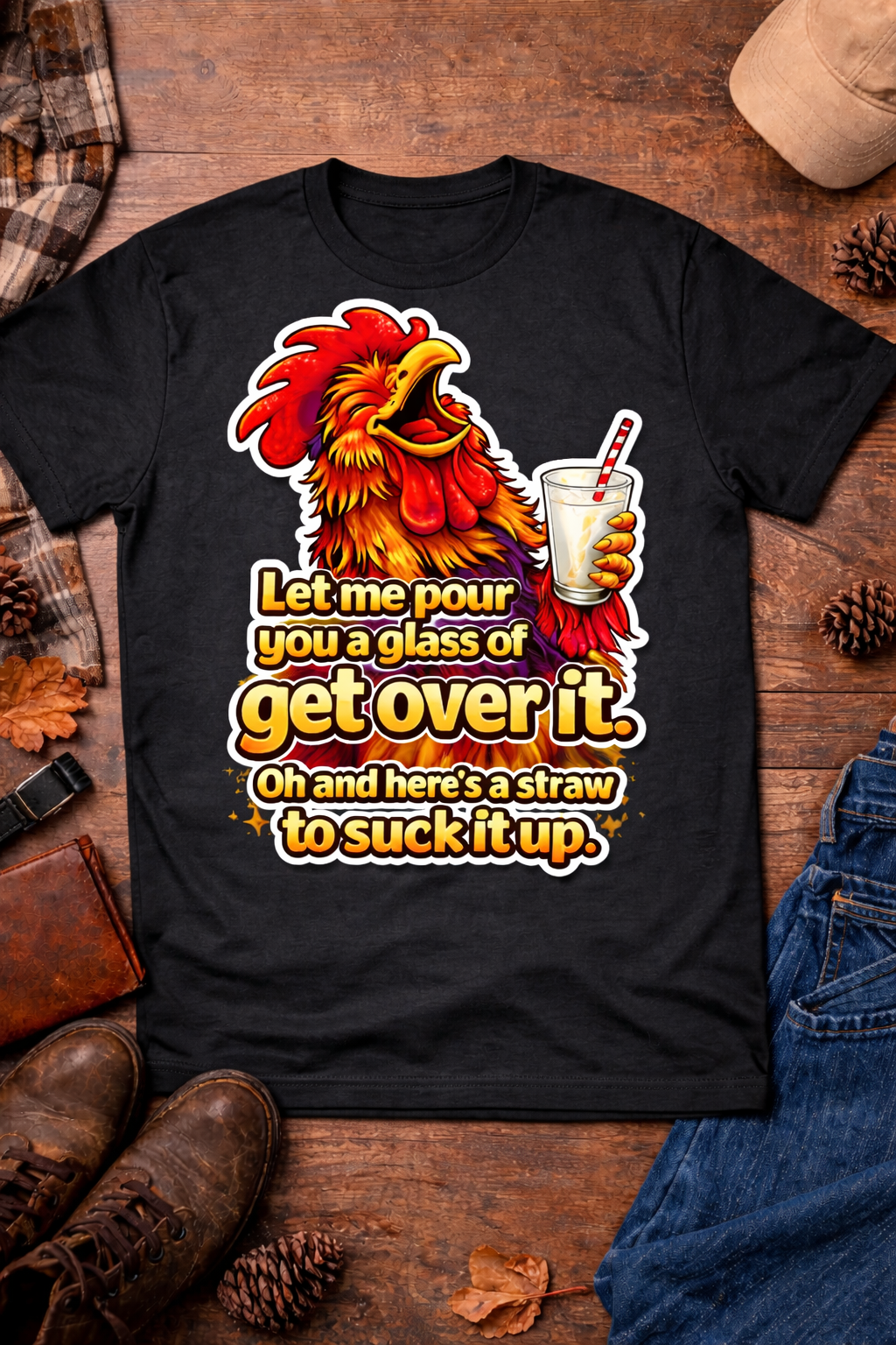 Rooster 'Get Over It' Graphic T-Shirt