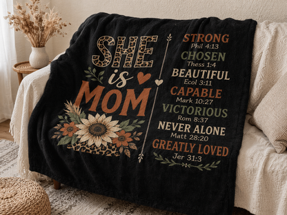 She Is Mom Fleece Blanket