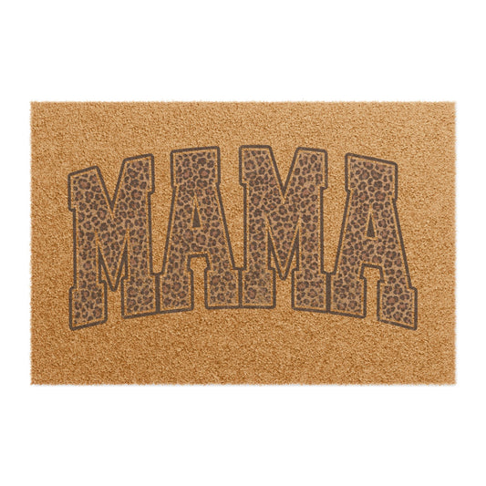 Mama Doormat — Leopard Print 'MAMA' Coir Welcome Mat