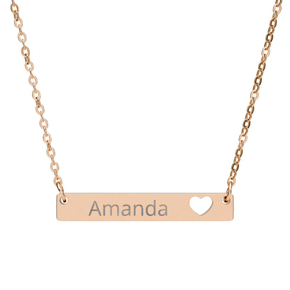Personalized Cutout Heart Bar Necklace