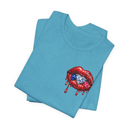 Dripping USA Lips Tee — “May the Booty Get Fatter” Graphic T-Shirt