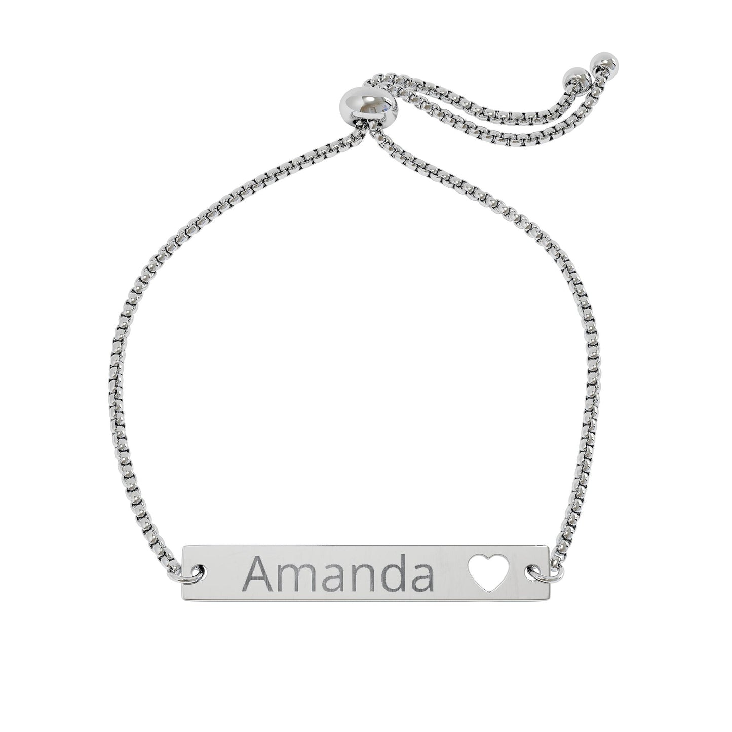 Personalized Heart Cutout Bar Bracelet