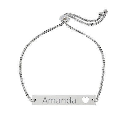 Personalized Heart Cutout Bar Bracelet