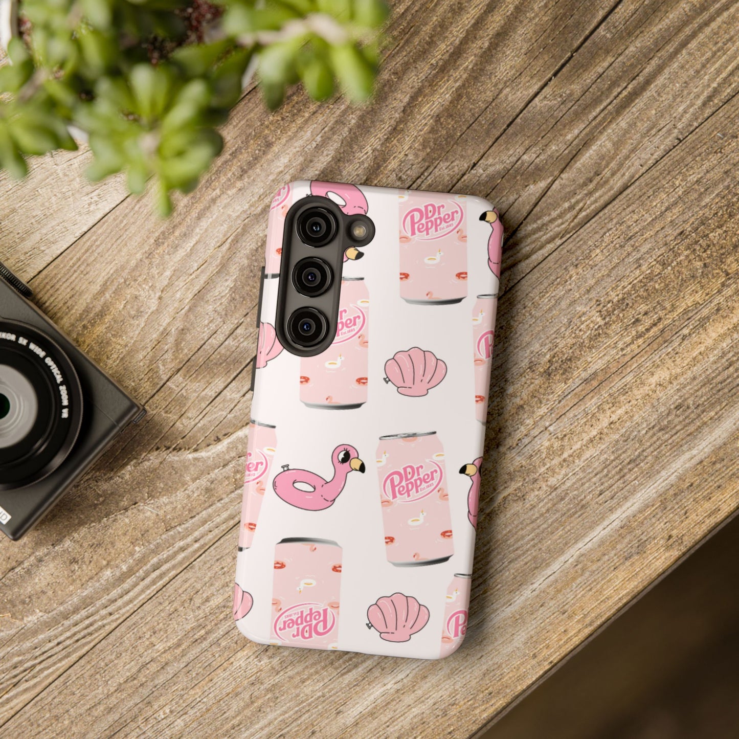 Pink Soda Can, Flamingo Float & Shell Phone Case