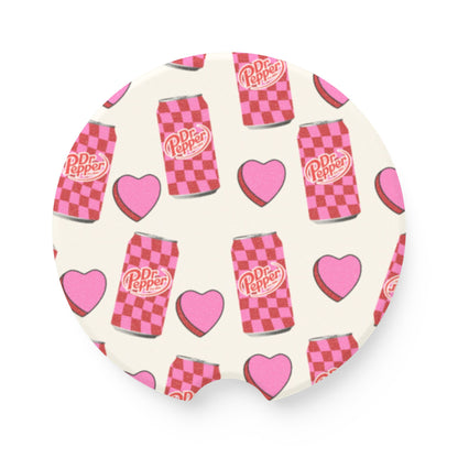 Pink Heart Soda Car Coaster