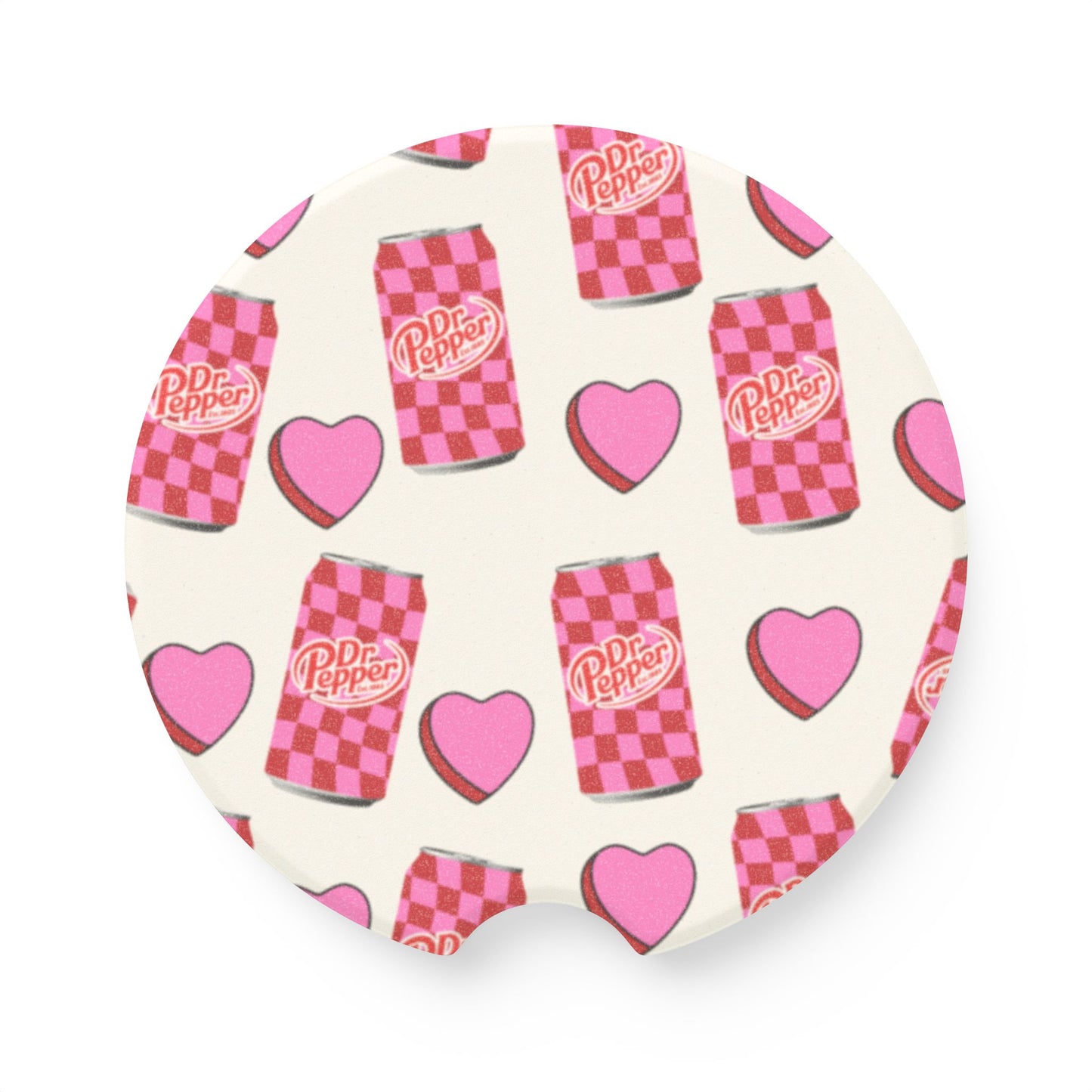 Pink Heart Soda Car Coaster