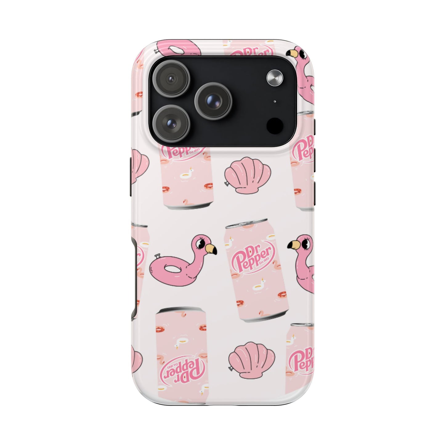 Pink Soda Can, Flamingo Float & Shell Phone Case