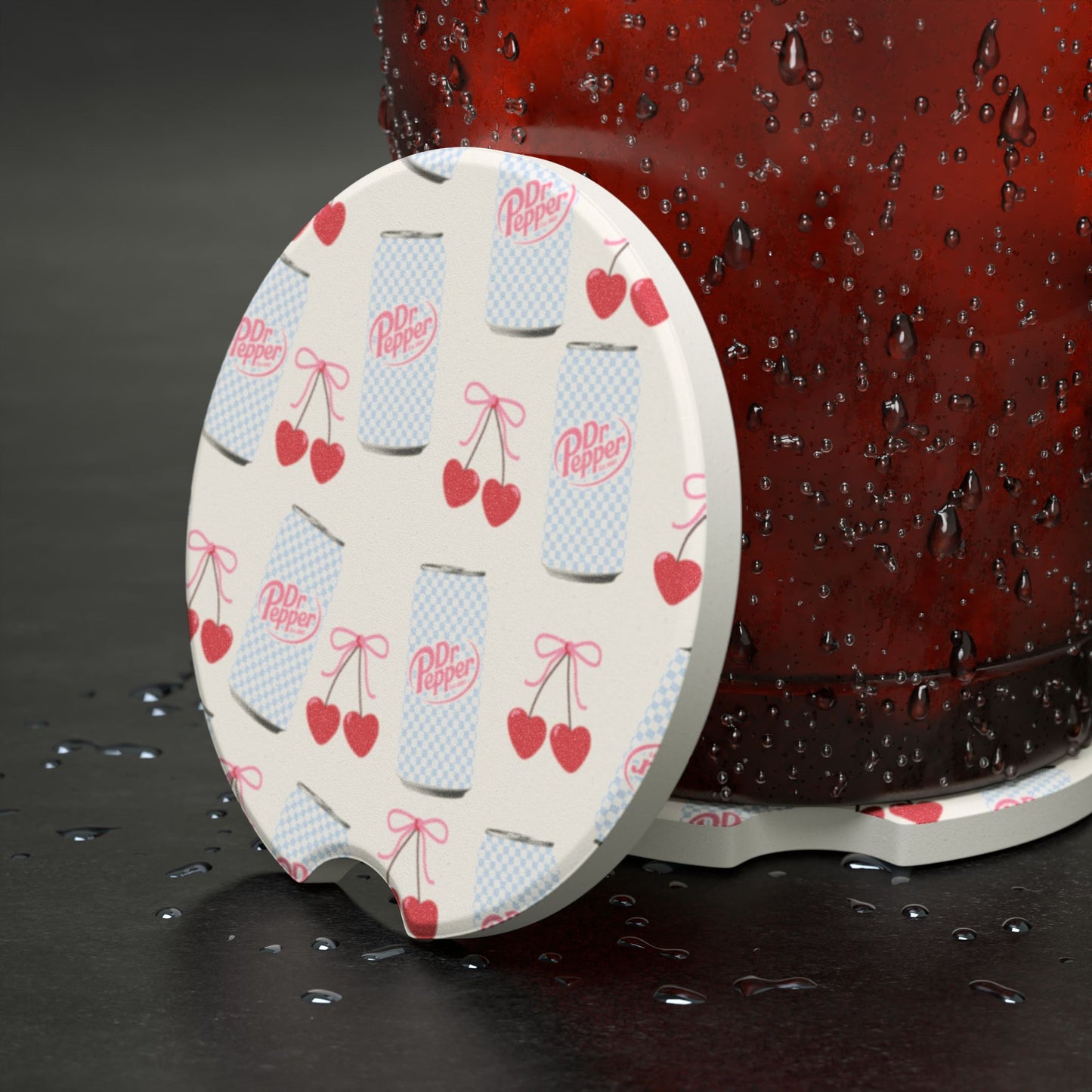 Retro Cherry Soda Car Coaster
