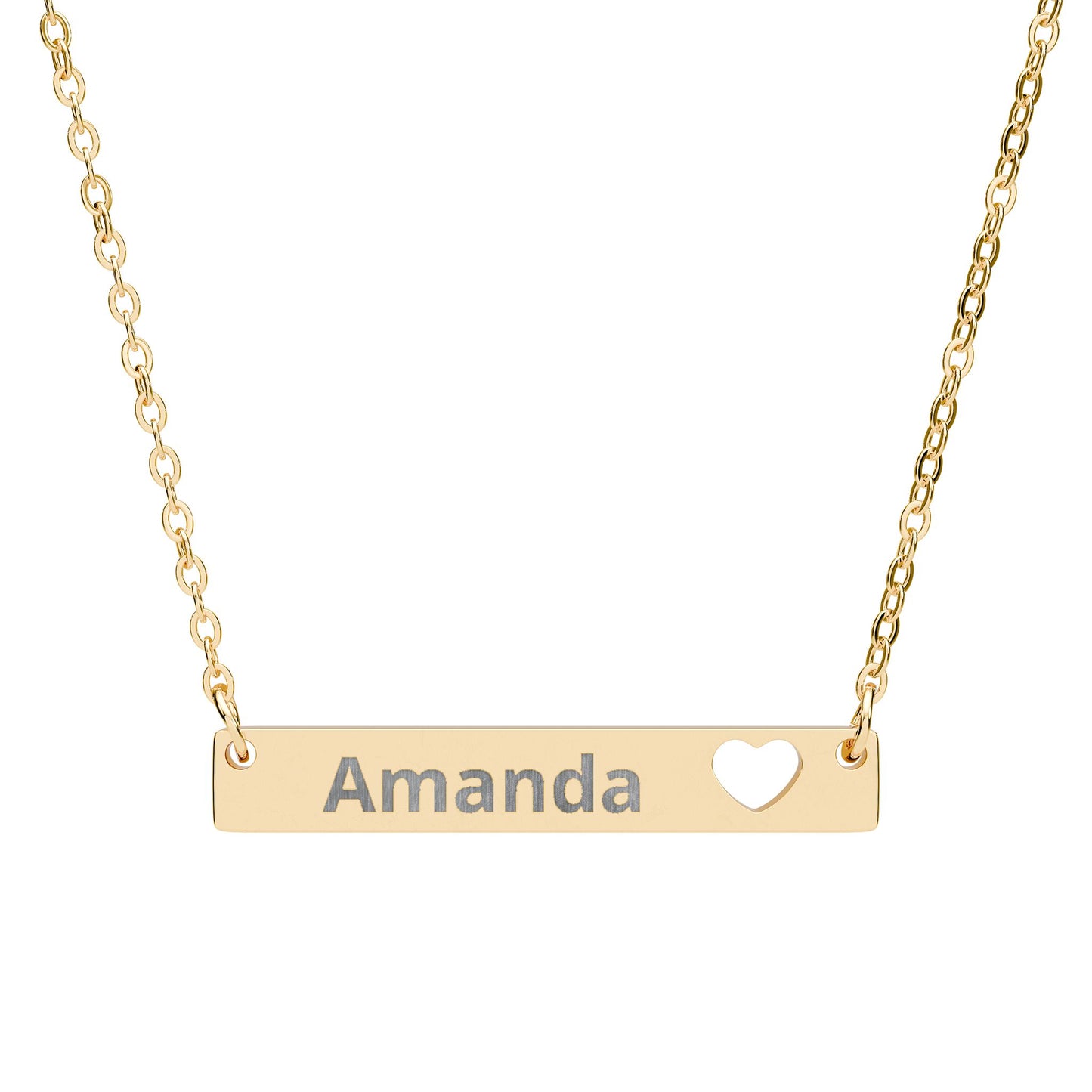 Personalized Cutout Heart Bar Necklace
