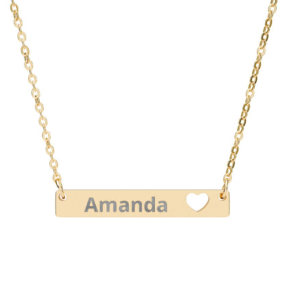 Personalized Cutout Heart Bar Necklace