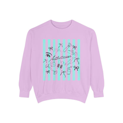 Esthetician Striped Crewneck Sweatshirt — Beauty Salon Crew Pullover